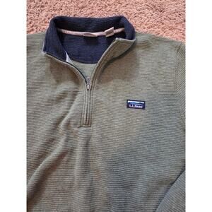 L.L. Bean Lakewashed Double-Knit Quarter-Zip Pullover sweater mens green XL